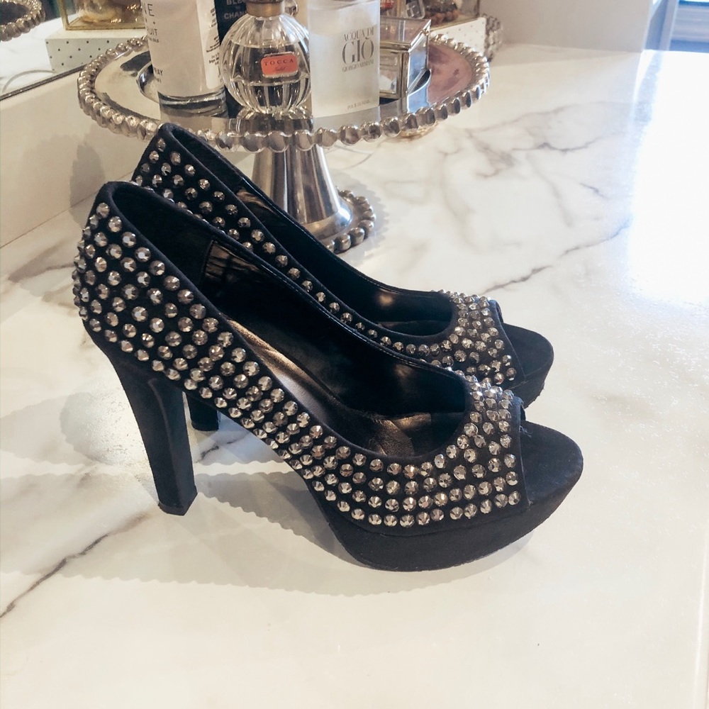 Candies Platform Studded Peep-toe Heels